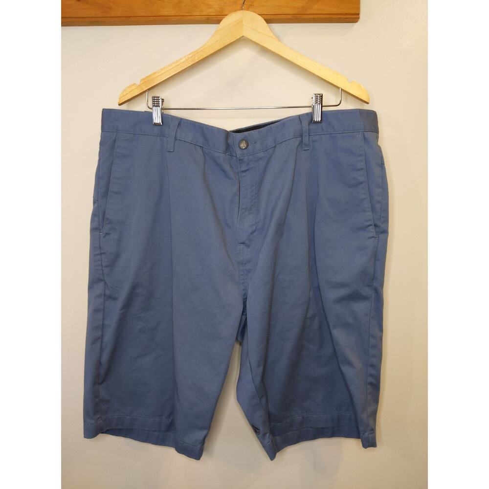 Volcom Monty Chino Shorts Flat Front Blue Cotton Blend Men's Size 40